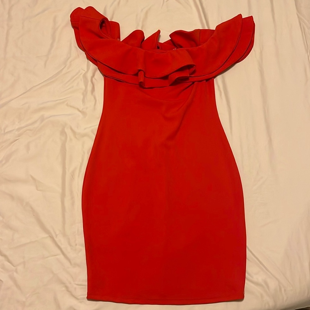 Formal red mini dress with ruffles!